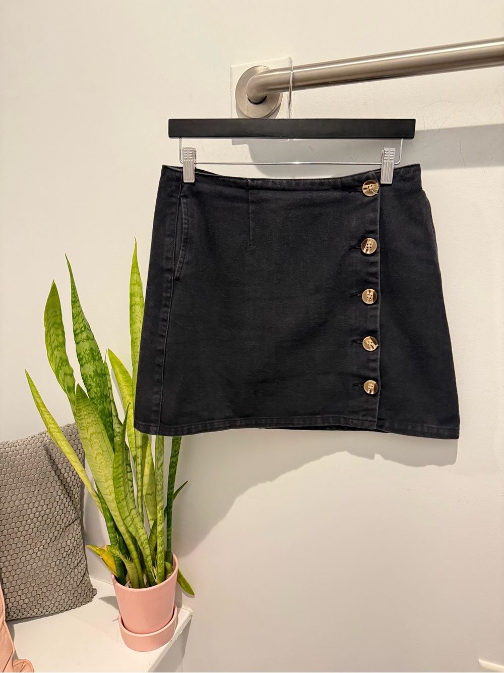 Blu Pepper Black Mini Skirt with Gold Button Detail